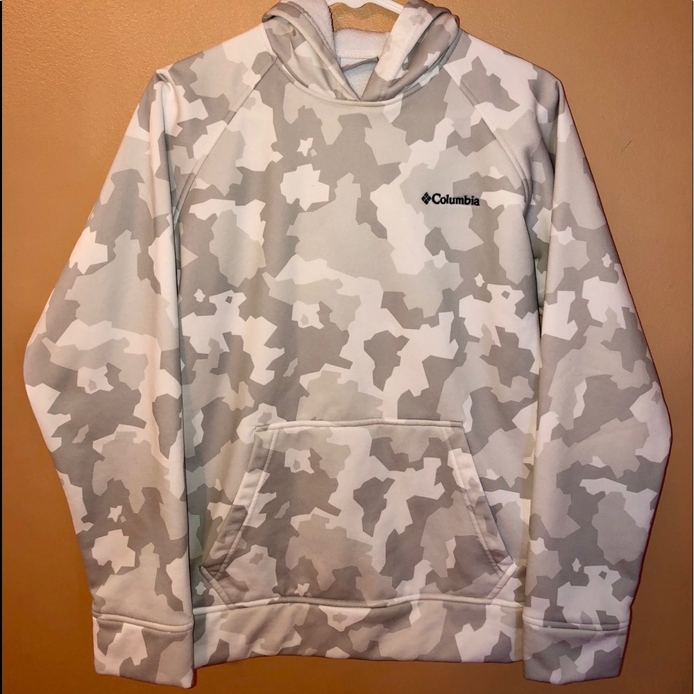 Columbia White/Gray Camo Sweatshirt Youth Medium